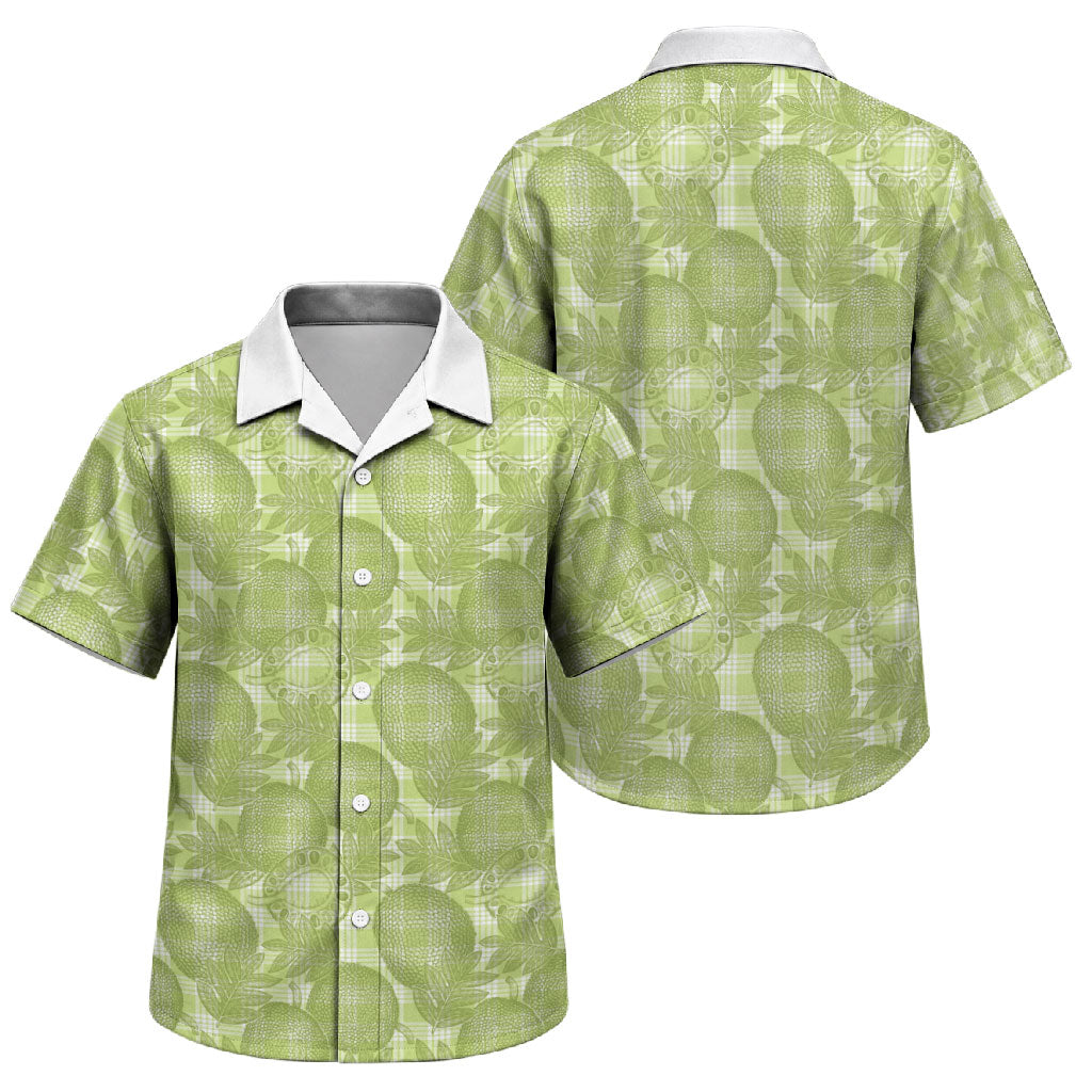 Omaomao Hawaii Breadfruit Palaka Motifs Family Matching Summer Maxi Dress and Hawaiian Shirt LT14 Son's Shirt Green - Polynesian Pride
