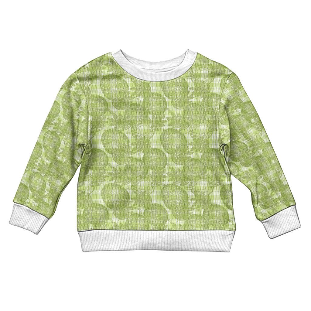 Omaomao Hawaii Breadfruit Palaka Motifs Kid Ugly Christmas Sweater LT14 Kid Green - Polynesian Pride