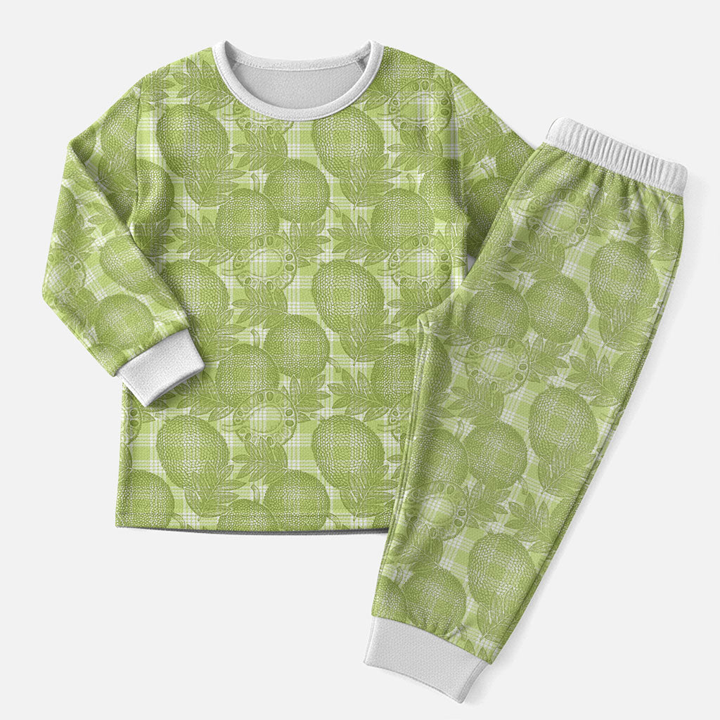 Omaomao Hawaii Breadfruit Palaka Motifs Christmas Pajama Set LT14 Men Green - Polynesian Pride