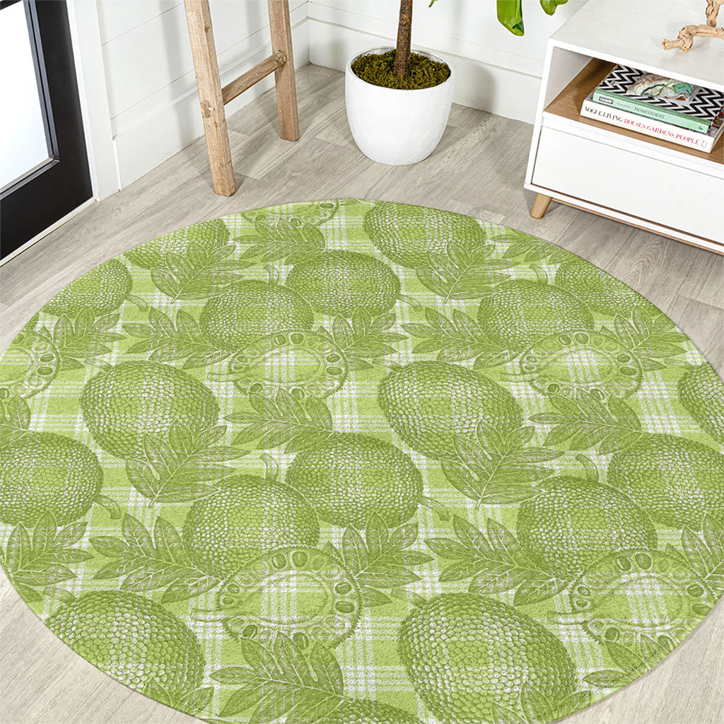 Omaomao Hawaii Breadfruit Palaka Motifs Round Carpet