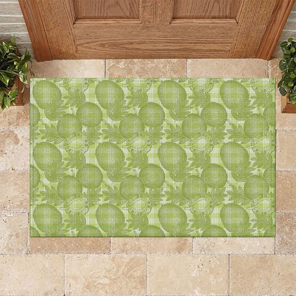 Omaomao Hawaii Breadfruit Palaka Motifs Rubber Doormat