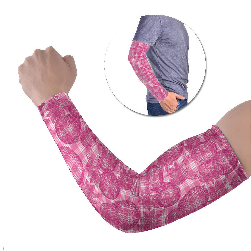 Alaka Hawaii Breadfruit Palaka Motifs Arm Sleeves LT14 Set of 2 Pink - Polynesian Pride
