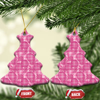 Alaka Hawaii Breadfruit Palaka Motifs Ceramic Ornament LT14 Christmas Tree Pink - Polynesian Pride
