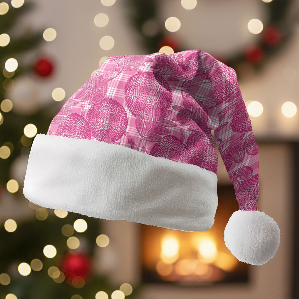 Alaka Hawaii Breadfruit Palaka Motifs Christmas Santa Hat LT14 Without Fur Pink - Polynesian Pride