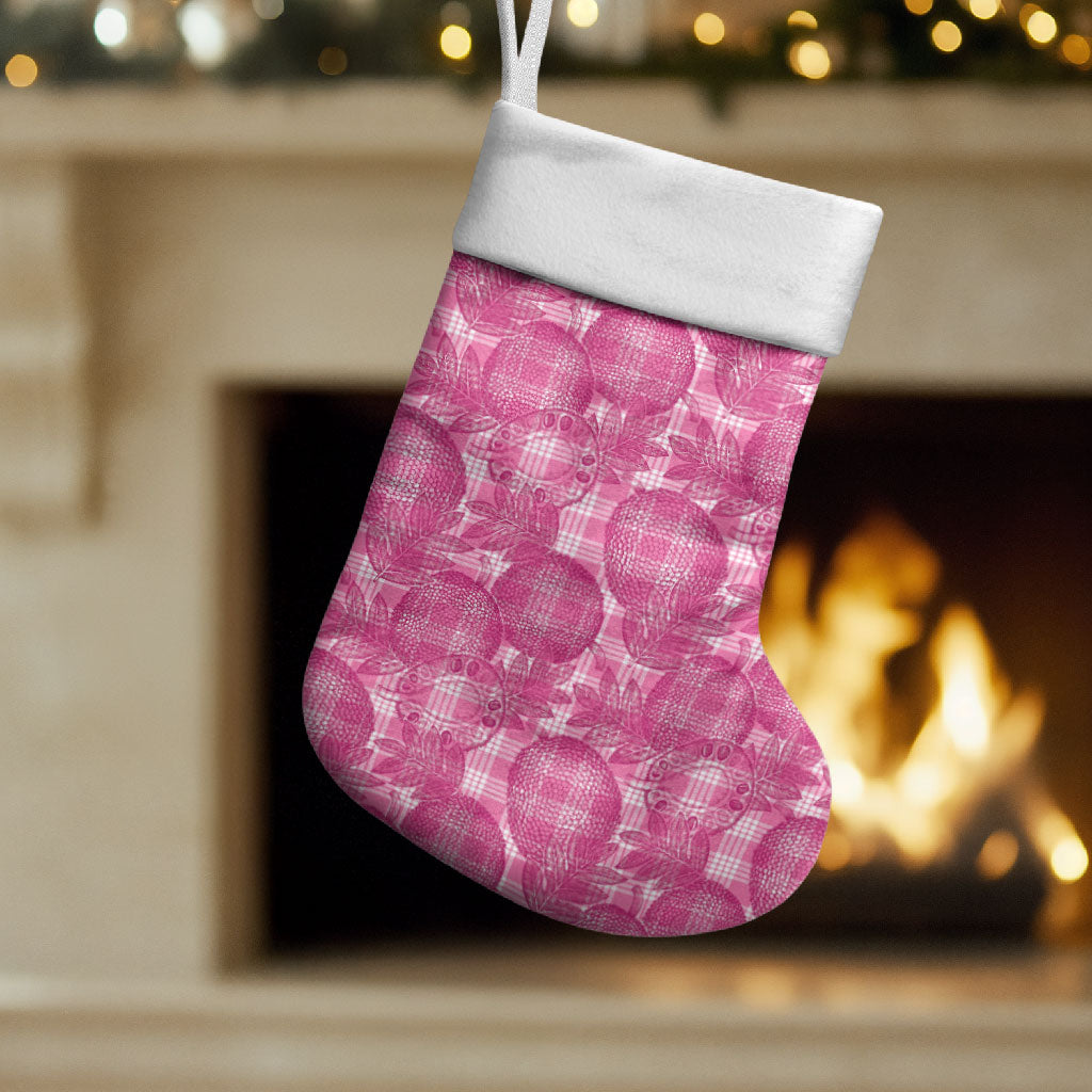Alaka Hawaii Breadfruit Palaka Motifs Christmas Stocking LT14 Set of 2 Pink - Polynesian Pride
