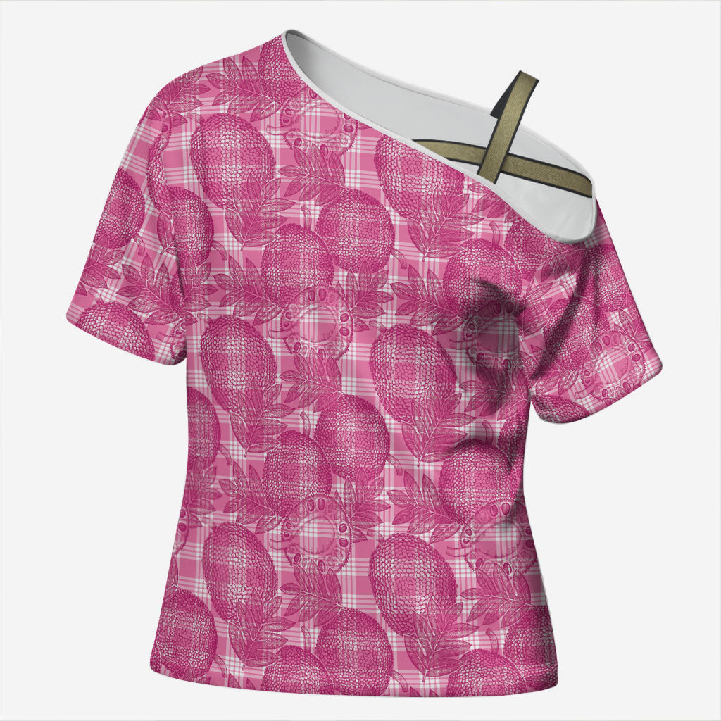 Alaka Hawaii Breadfruit Palaka Motifs Cross Shoulder Shirt LT14 Female Pink - Polynesian Pride