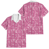 Alaka Hawaii Breadfruit Palaka Motifs Family Matching Puletasi and Hawaiian Shirt LT14 Dad's Shirt - Short Sleeve Pink - Polynesian Pride