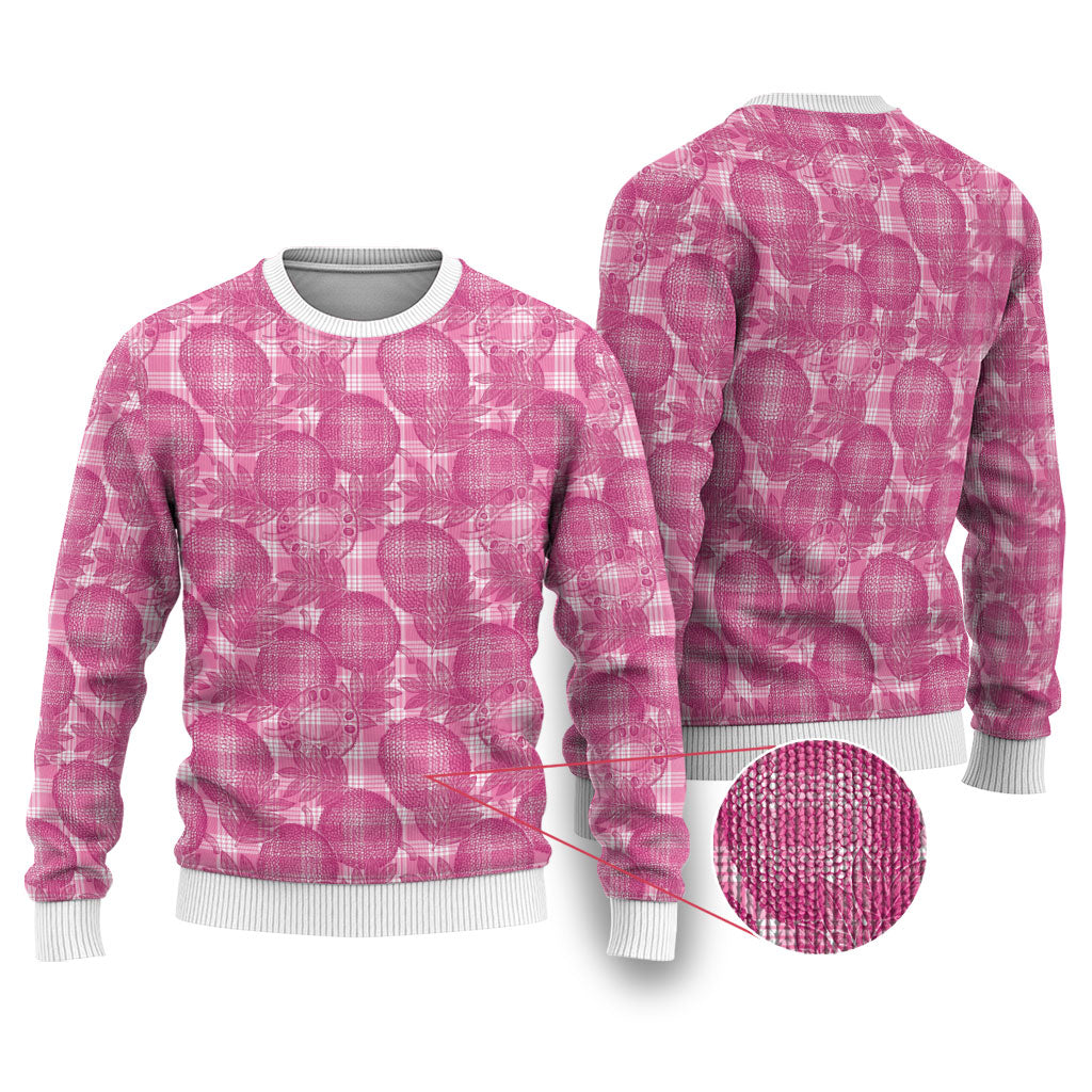Alaka Hawaii Breadfruit Palaka Motifs Ugly Christmas Sweater LT14 Pink - Polynesian Pride