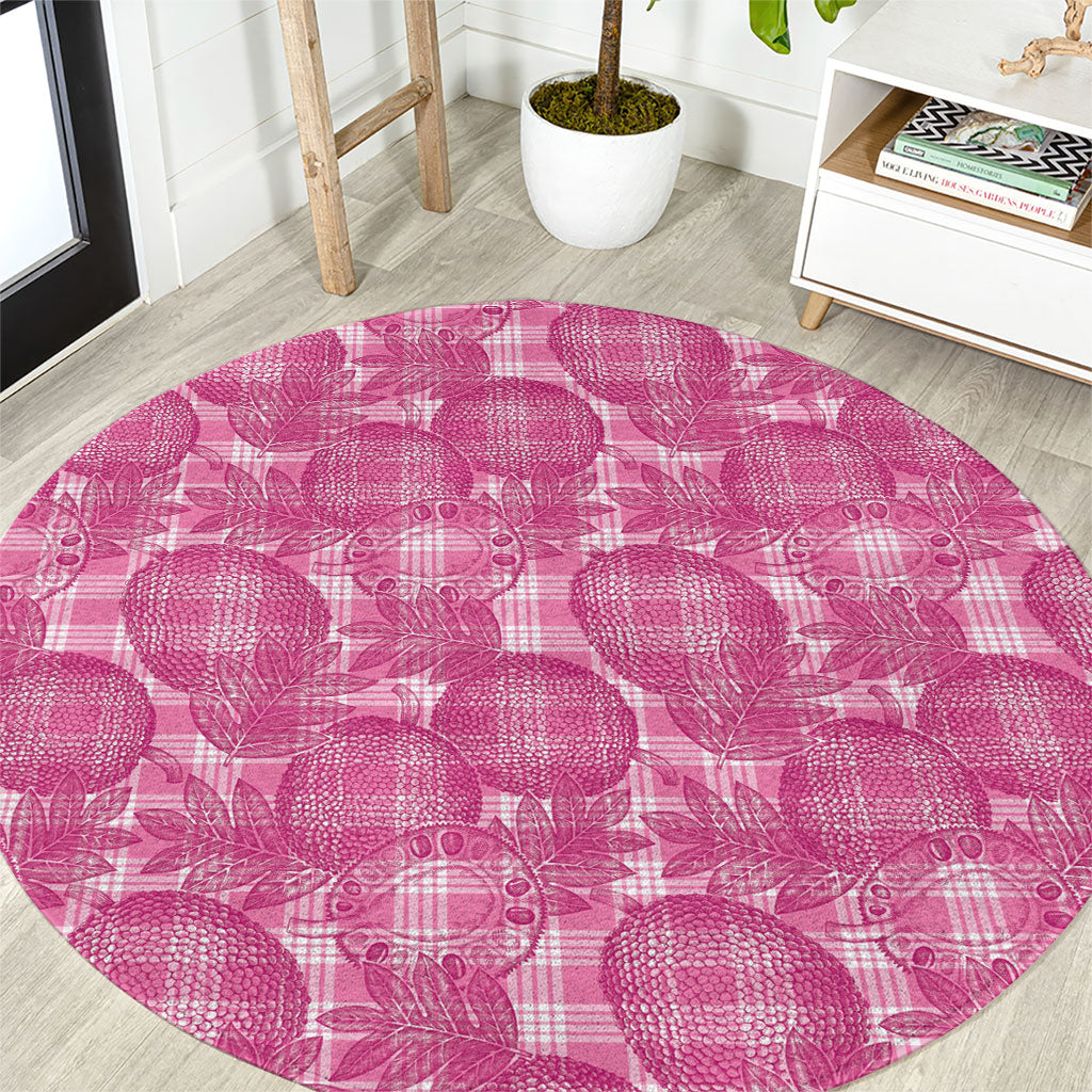 Alaka Hawaii Breadfruit Palaka Motifs Round Carpet