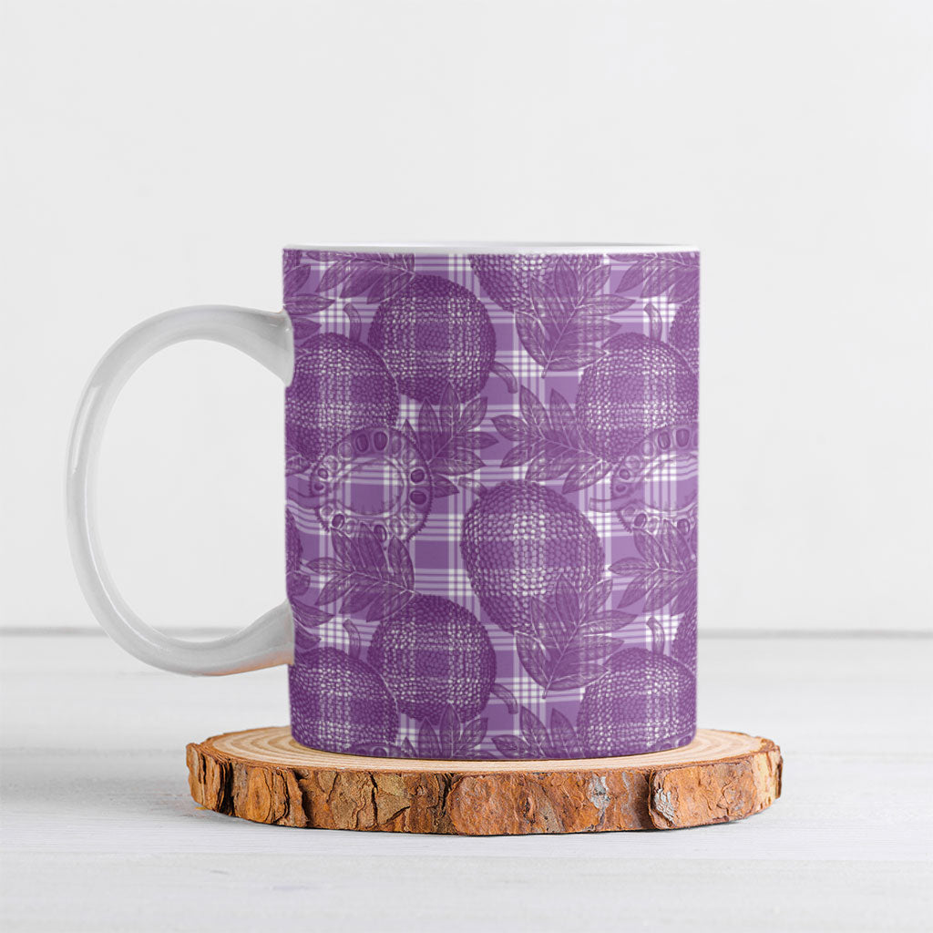 Poni Hawaii Breadfruit Palaka Motifs Ceramic Mug LT14 Purple - Polynesian Pride