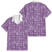 Poni Hawaii Breadfruit Palaka Motifs Family Matching Puletasi and Hawaiian Shirt LT14 Dad's Shirt - Short Sleeve Purple - Polynesian Pride