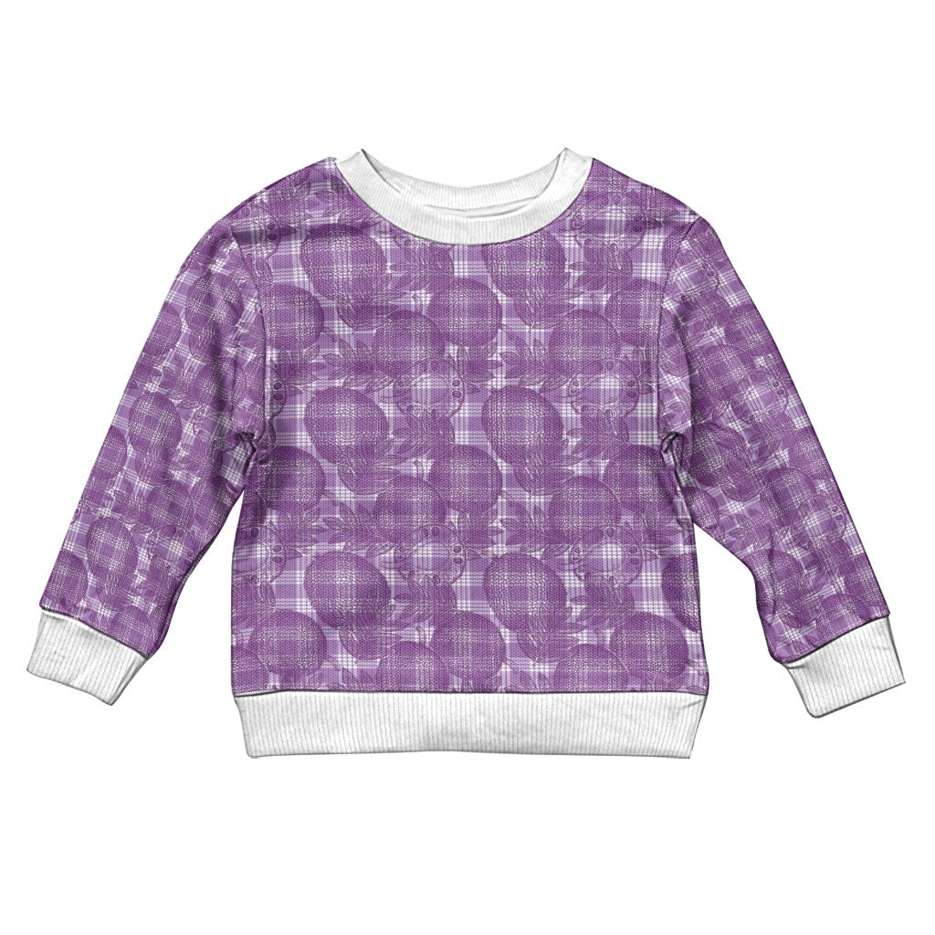 Poni Hawaii Breadfruit Palaka Motifs Kid Ugly Christmas Sweater LT14 Kid Purple - Polynesian Pride