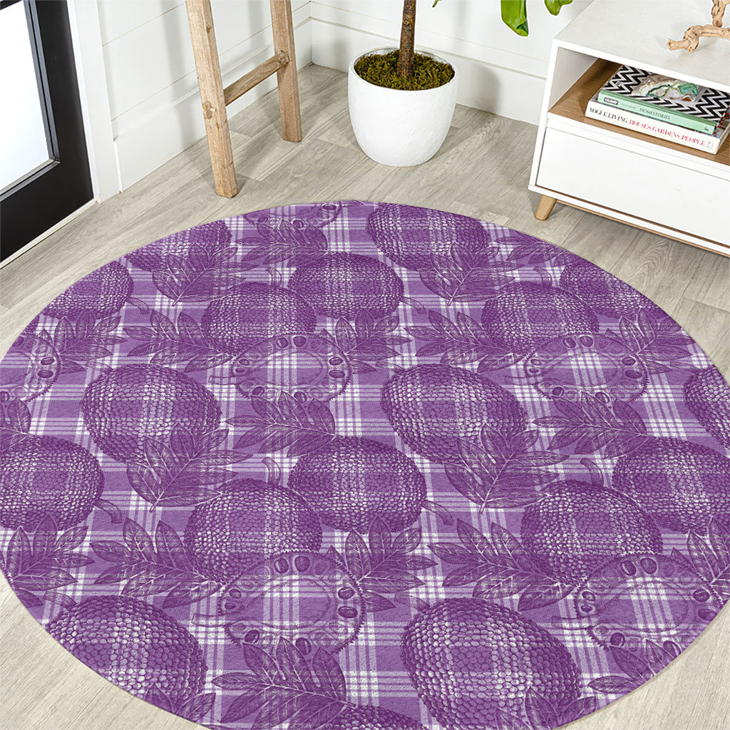 Poni Hawaii Breadfruit Palaka Motifs Round Carpet