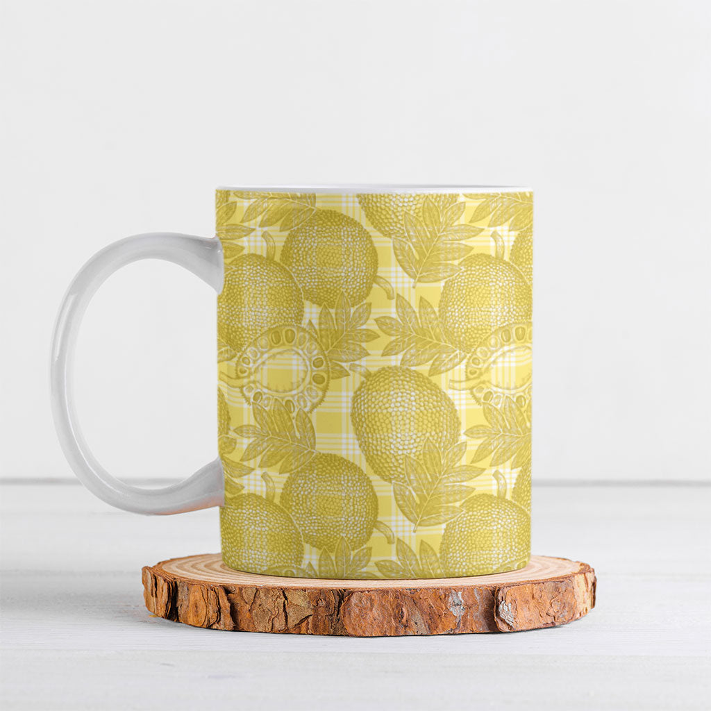Melemele Hawaii Breadfruit Palaka Motifs Ceramic Mug LT14 Yellow - Polynesian Pride