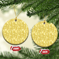 Melemele Hawaii Breadfruit Palaka Motifs Ceramic Ornament LT14 Circle Yellow - Polynesian Pride