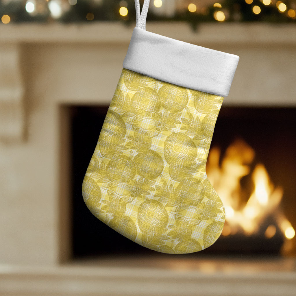 Melemele Hawaii Breadfruit Palaka Motifs Christmas Stocking LT14 Set of 2 Yellow - Polynesian Pride