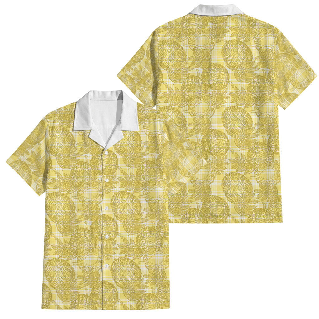 Melemele Hawaii Breadfruit Palaka Motifs Family Matching Long Sleeve Bodycon Dress and Hawaiian Shirt LT14 Dad's Shirt - Short Sleeve Yellow - Polynesian Pride