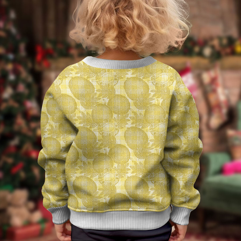 Melemele Hawaii Breadfruit Palaka Motifs Kid Ugly Christmas Sweater LT14 - Polynesian Pride