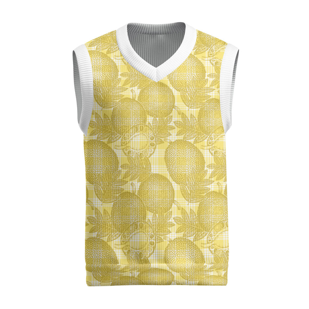 Melemele Hawaii Breadfruit Palaka Motifs Christmas Knitted V-Neck Vest LT14 Yellow - Polynesian Pride