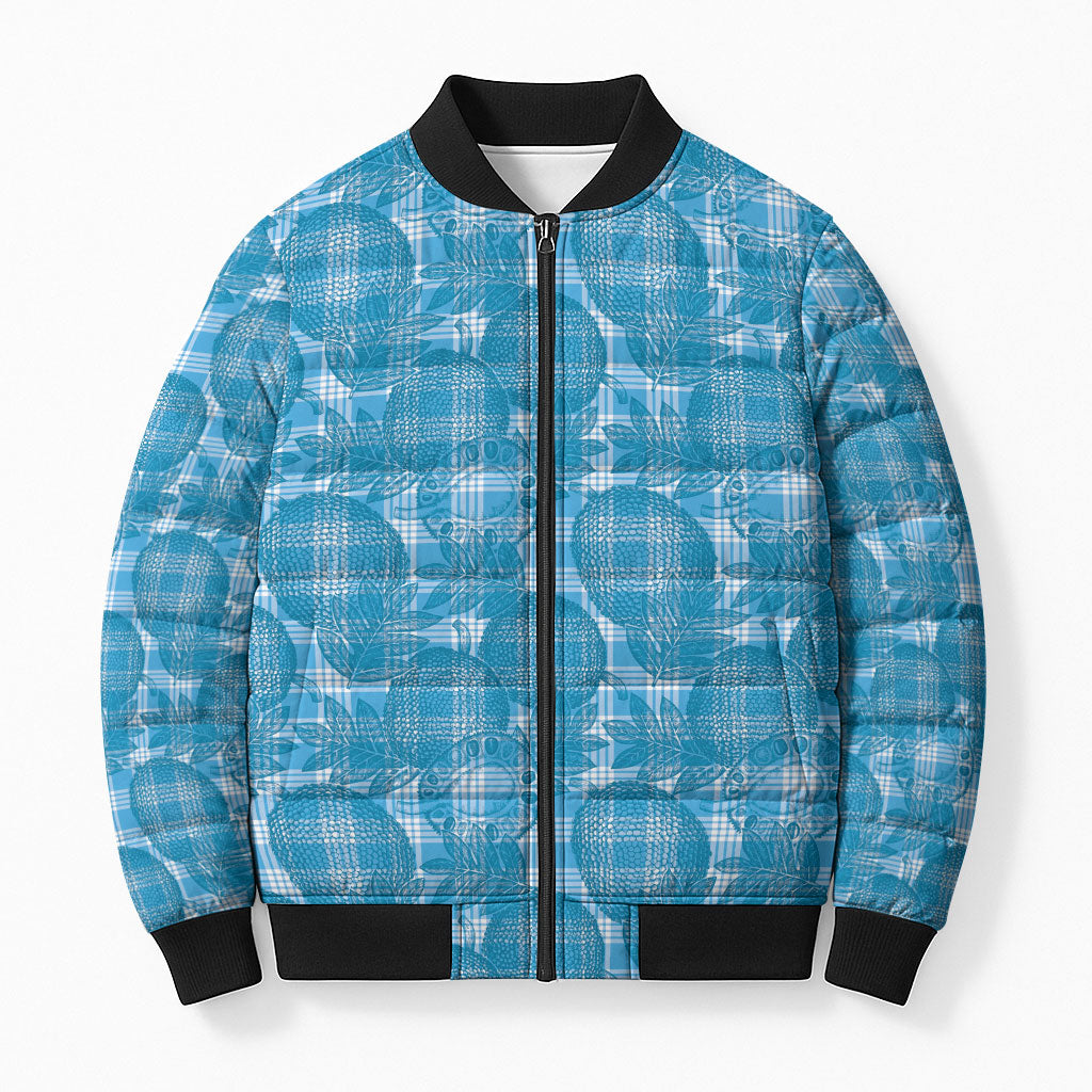 Polu Hawaii Breadfruit Palaka Motifs Bomber Puffer Jacket LT14 Unisex Blue - Polynesian Pride