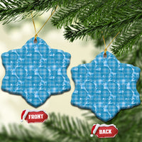 Polu Hawaii Breadfruit Palaka Motifs Ceramic Ornament LT14 Snow Flake Blue - Polynesian Pride