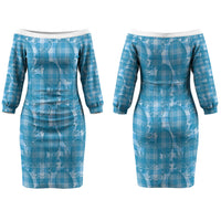 Polu Hawaii Breadfruit Palaka Motifs Couples Matching Off The Shoulder Long Sleeve Dress and Hawaiian Shirt LT14 - Polynesian Pride