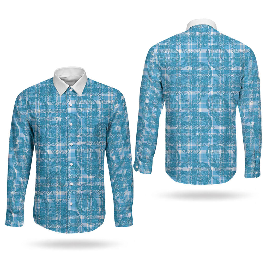 Polu Hawaii Breadfruit Palaka Motifs Couples Matching Tank Maxi Dress and Long Sleeve Button Shirt LT14 - Polynesian Pride