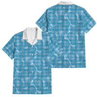 Polu Hawaii Breadfruit Palaka Motifs Family Matching Mermaid Dress and Hawaiian Shirt LT14 Dad's Shirt - Short Sleeve Blue - Polynesian Pride