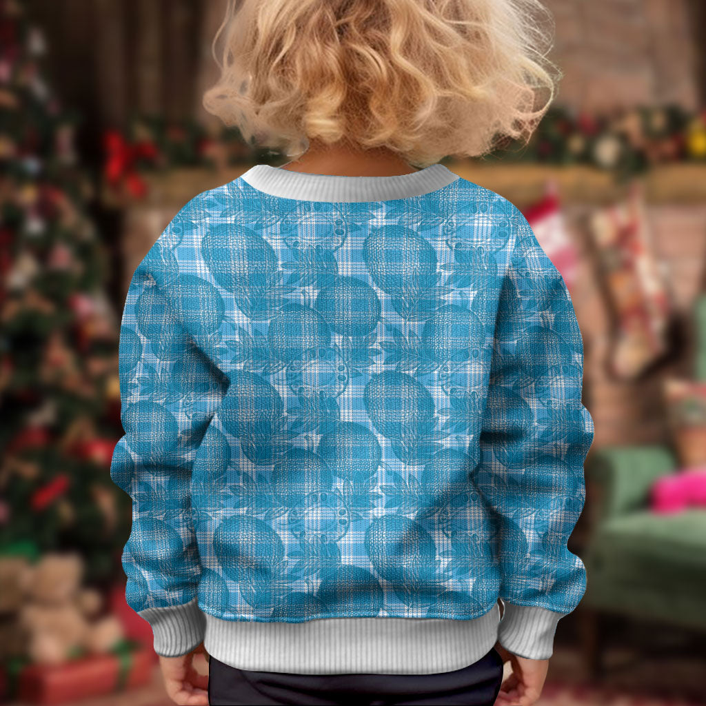 Polu Hawaii Breadfruit Palaka Motifs Kid Ugly Christmas Sweater LT14 - Polynesian Pride