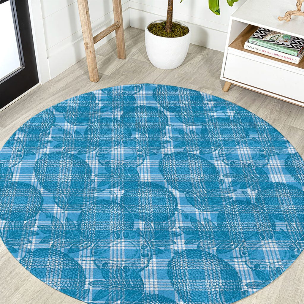 Polu Hawaii Breadfruit Palaka Motifs Round Carpet