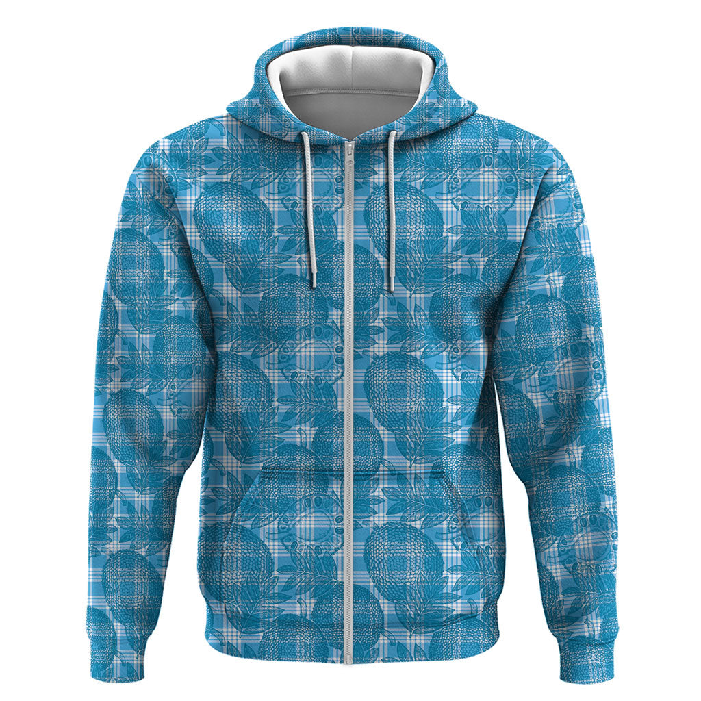 Polu Hawaii Breadfruit Palaka Motifs Zip Hoodie LT14 Zip Hoodie Blue - Polynesian Pride