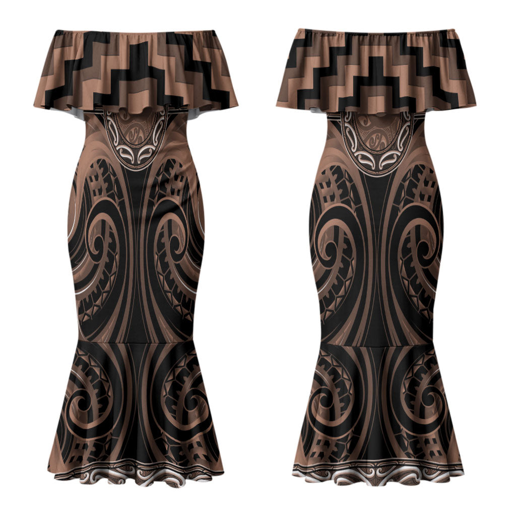 Aotearoa Kati Mamoe Personalised Couples Matching Mermaid Dress and Hawaiian Shirt Maori Iwi Poutama Puhoro Tattoo LT14 - Polynesian Pride