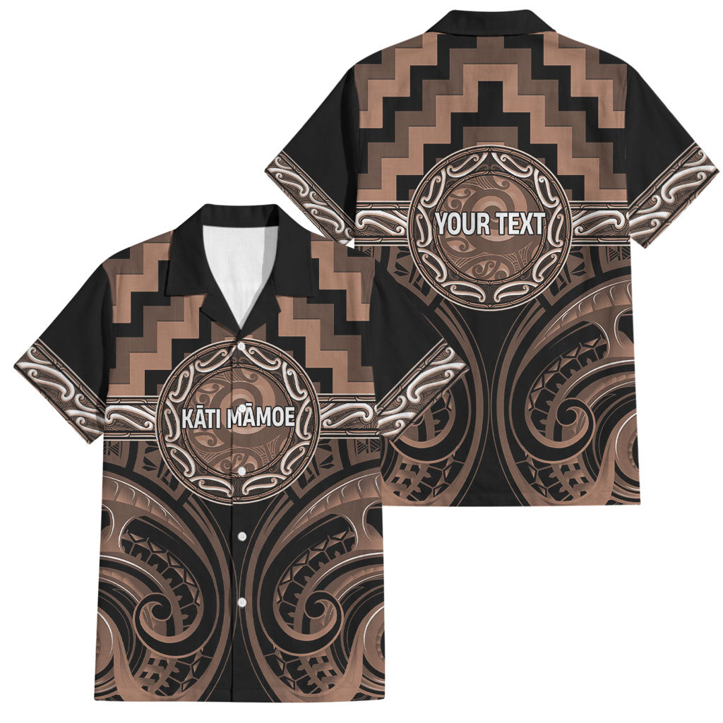 Aotearoa Kati Mamoe Personalised Family Matching Long Sleeve Bodycon Dress and Hawaiian Shirt Maori Iwi Poutama Puhoro Tattoo LT14 Dad's Shirt - Short Sleeve Brown - Polynesian Pride