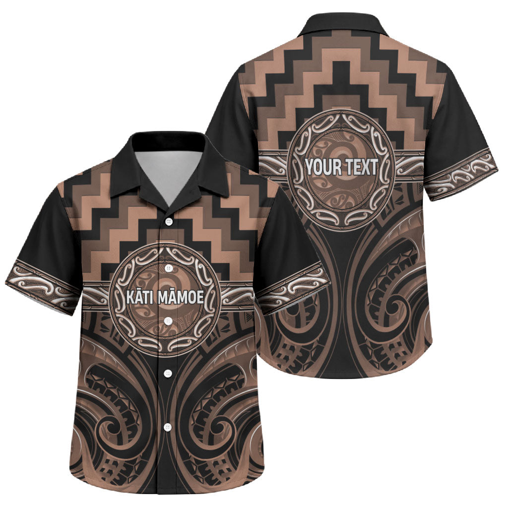 Aotearoa Kati Mamoe Personalised Family Matching Tank Maxi Dress and Hawaiian Shirt Maori Iwi Poutama Puhoro Tattoo LT14 Son's Shirt Brown - Polynesian Pride
