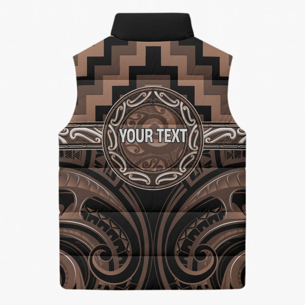 Aotearoa Kati Mamoe Personalised Sleeveless Puffer Jacket Maori Iwi Poutama Puhoro Tattoo LT14 - Polynesian Pride