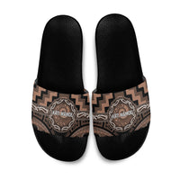 Aotearoa Kati Mamoe Slide Sandals Maori Iwi Poutama Puhoro Tattoo LT14 Brown - Polynesian Pride