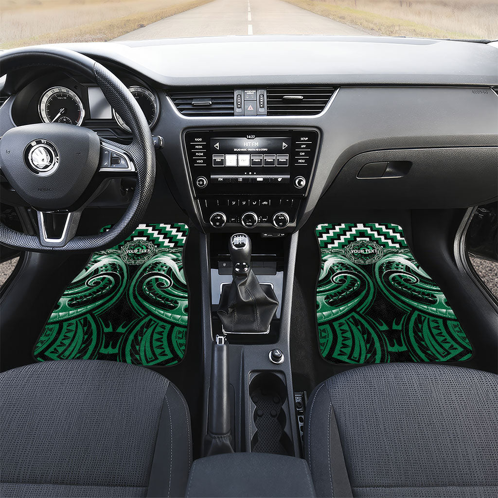 Aotearoa Whakatohea Personalised Car Mats Maori Iwi Poutama Puhoro Tattoo LT14 Set 2pcs - Front Green - Polynesian Pride
