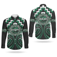 Aotearoa Whakatohea Personalised Couples Matching Long Sleeve Bodycon Dress and Long Sleeve Button Shirt Maori Iwi Poutama Puhoro Tattoo LT14 - Polynesian Pride