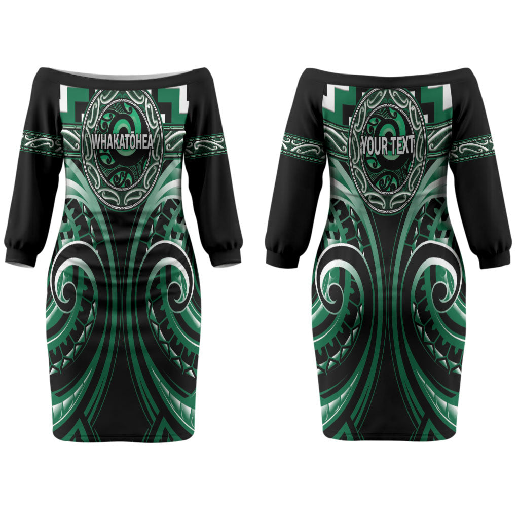 Aotearoa Whakatohea Personalised Couples Matching Off The Shoulder Long Sleeve Dress and Hawaiian Shirt Maori Iwi Poutama Puhoro Tattoo LT14 - Polynesian Pride