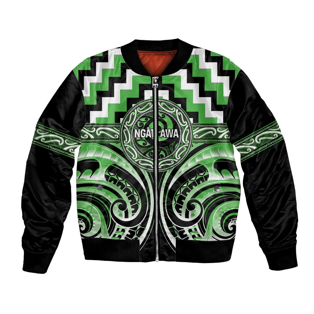 Aotearoa Ngati Awa Personalised Bomber Jacket Maori Iwi Poutama Puhoro Tattoo LT14 Unisex Green - Polynesian Pride