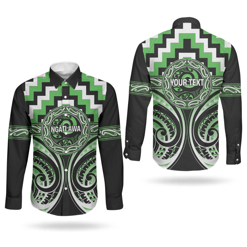 Aotearoa Ngati Awa Personalised Couples Matching Long Sleeve Bodycon Dress and Long Sleeve Button Shirt Maori Iwi Poutama Puhoro Tattoo LT14 - Polynesian Pride