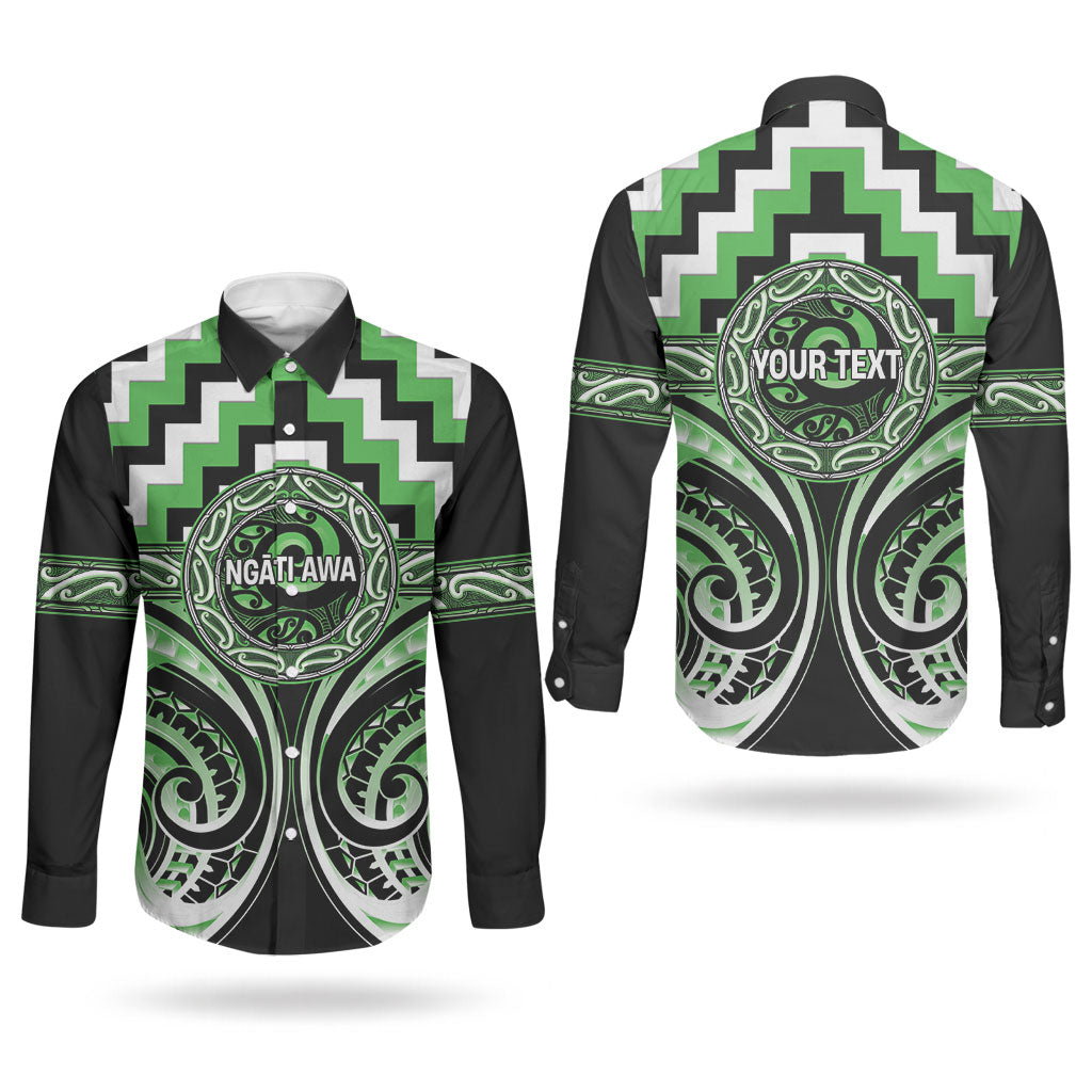 Aotearoa Ngati Awa Personalised Couples Matching Off The Shoulder Long Sleeve Dress and Long Sleeve Button Shirt Maori Iwi Poutama Puhoro Tattoo LT14 - Polynesian Pride