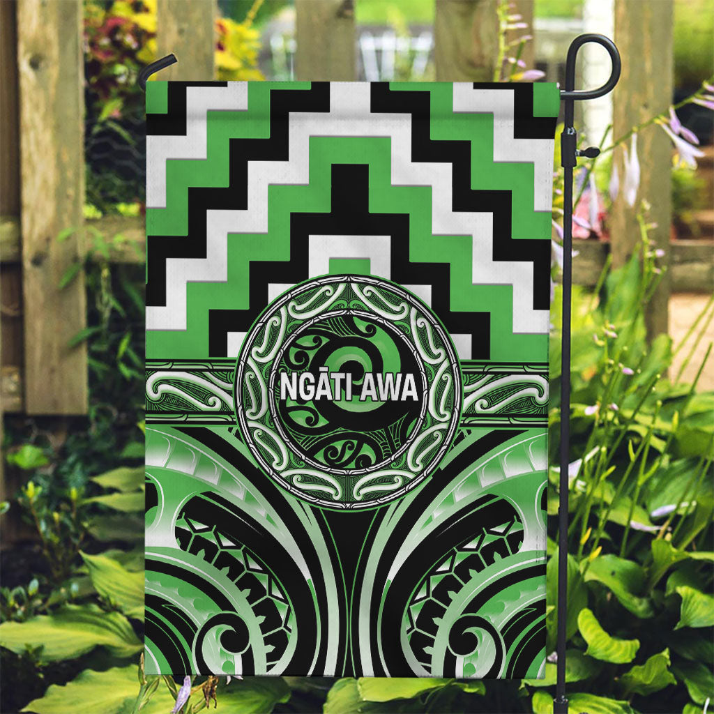 Aotearoa Ngati Awa Garden Flag Maori Iwi Poutama Puhoro Tattoo LT14 Garden Flag Green - Polynesian Pride