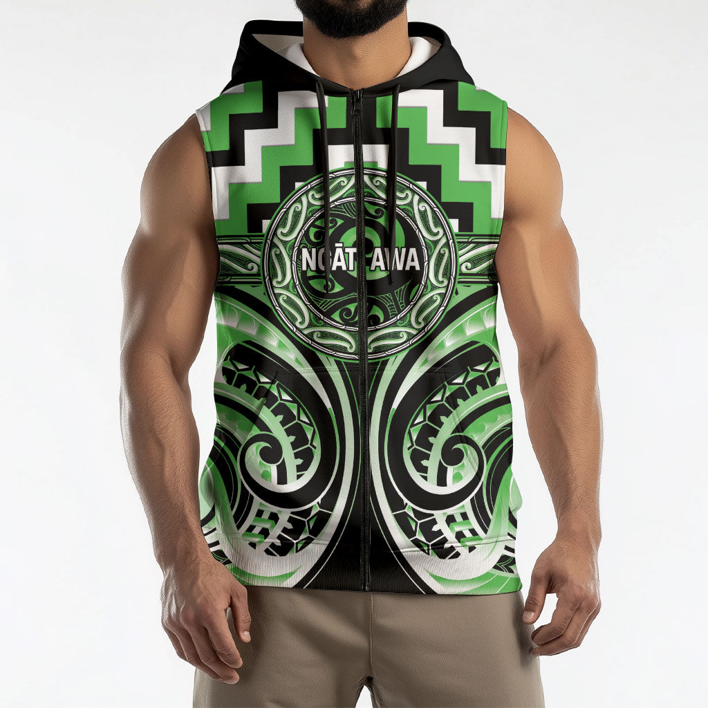 Aotearoa Ngati Awa Personalised Sleeveless Zip Hoodie Maori Iwi Poutama Puhoro Tattoo LT14 - Polynesian Pride