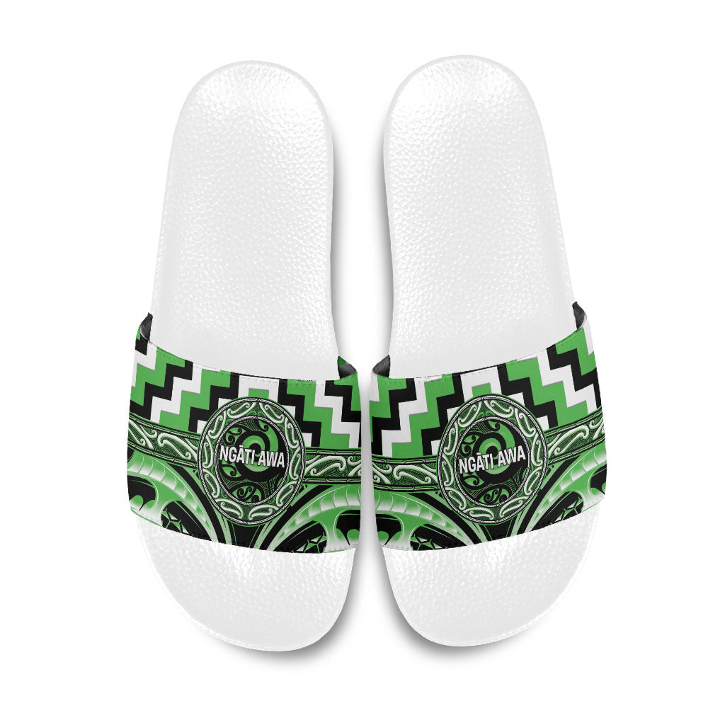 Aotearoa Ngati Awa Slide Sandals Maori Iwi Poutama Puhoro Tattoo LT14 Green - Polynesian Pride