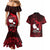 French Polynesia Tahiti Couples Matching Mermaid Dress and Hawaiian Shirt Polynesian Shark Tattoo With Hibiscus Red Version LT14 - Polynesian Pride
