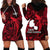 French Polynesia Tahiti Hoodie Dress Polynesian Shark Tattoo With Hibiscus Red Version LT14 - Polynesian Pride