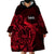 French Polynesia Tahiti Wearable Blanket Hoodie Polynesian Shark Tattoo With Hibiscus Red Version LT14 - Polynesian Pride