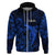 French Polynesia Tahiti Hoodie Polynesian Shark Tattoo With Hibiscus Blue Version LT14 Zip Hoodie Blue - Polynesian Pride