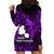 French Polynesia Tahiti Hoodie Dress Polynesian Shark Tattoo With Hibiscus Purple Version LT14 - Polynesian Pride